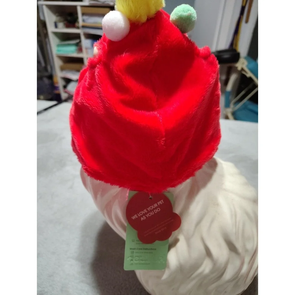 Kuoser Dog Costume L Red Christmas Shawl And Hat Holiday Fun Soft Comfort